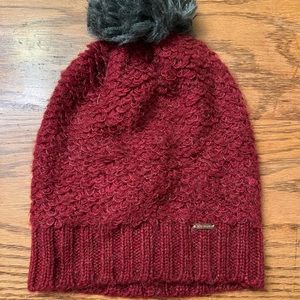 Free People Red Knit Pom Hat